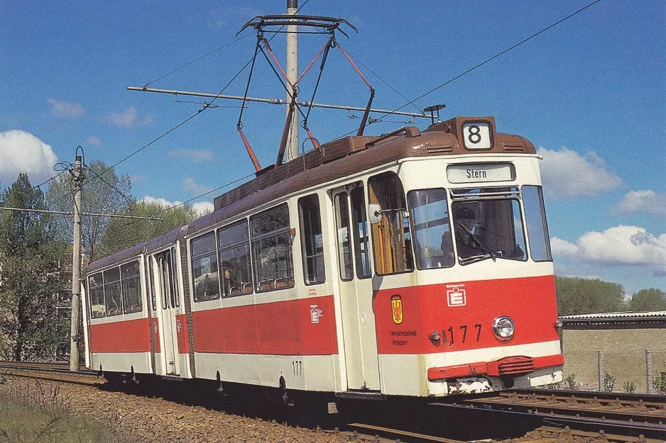 Postkort: Potsdam Themenfahrten med ledvogn 177 nær Potsdam Südost (1991)