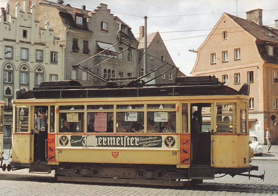 Postkort: Regensburg motorvogn 28 på Arnulfsplatz (1964)