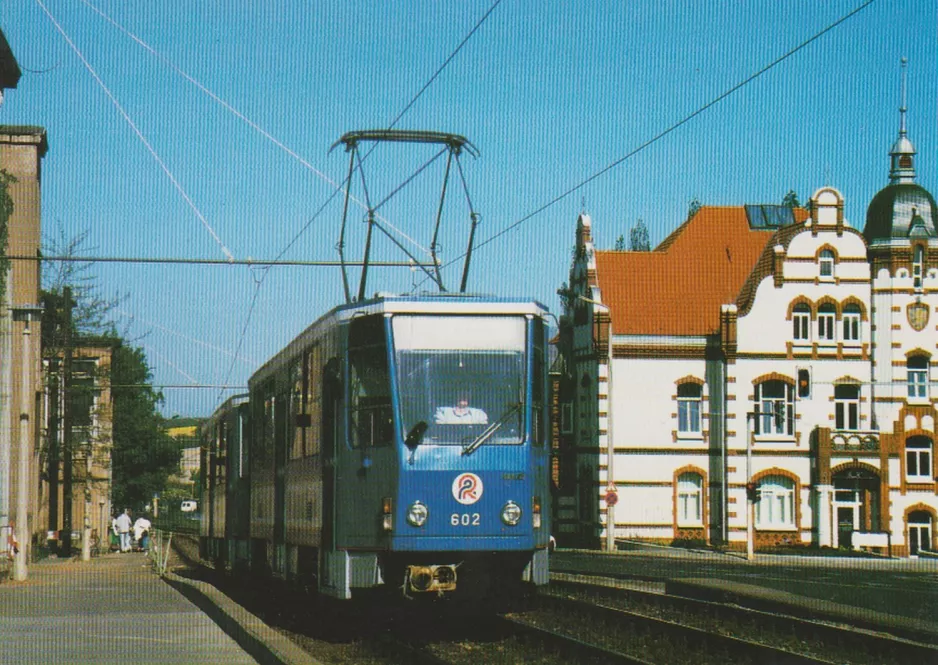 Postkort: Rostock motorvogn 602 på Rosa-Luxemburg-Str. (1994)