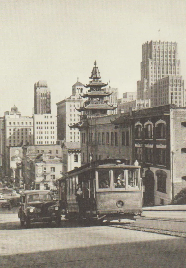 Postkort: San Francisco kabelbane California  nær California & Battery (1930)