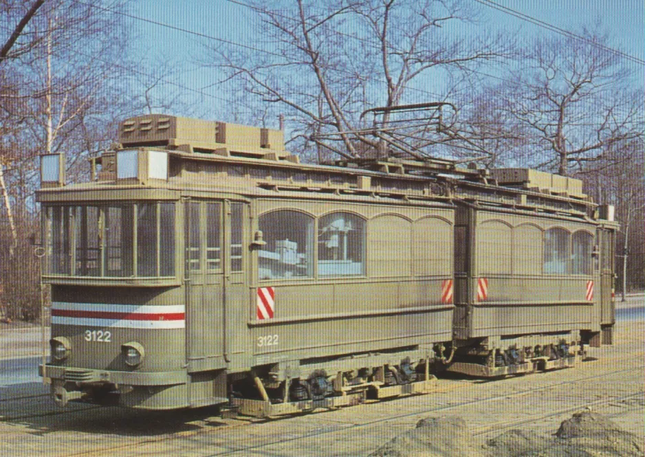 Postkort: Schienen-Schleifwagen 3122 der Dresdner Verkehrsbetriebe.
(1950-1955)