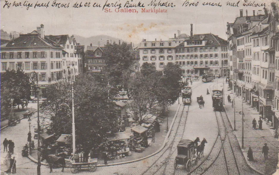 Postkort: St. Gallen, Marktplatz (1900)