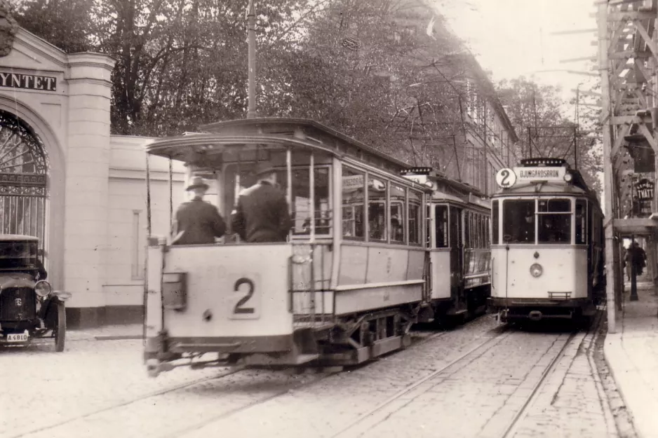 Postkort: Stockholm sporvognslinje 2 på Hantverkargatan (1920-1929)