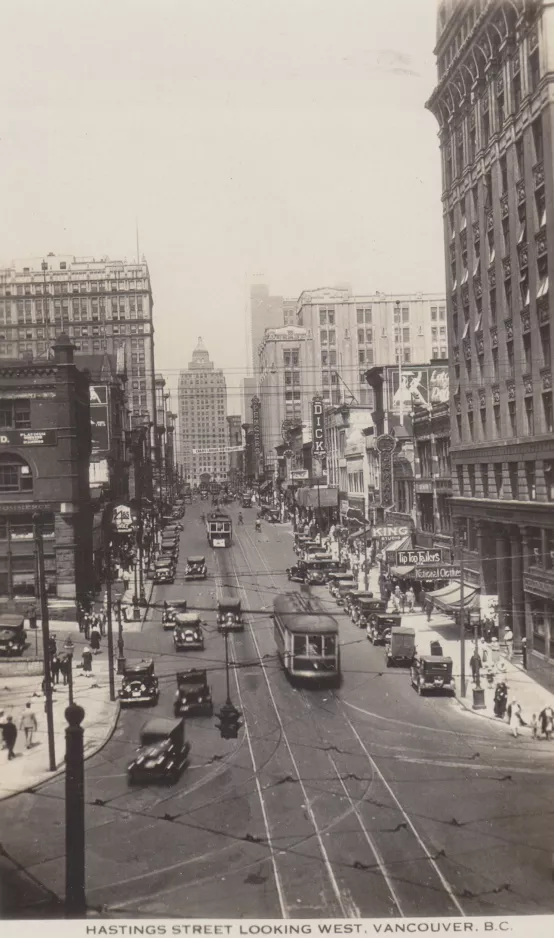 Postkort: Vancouver på Hastings Street (1939)