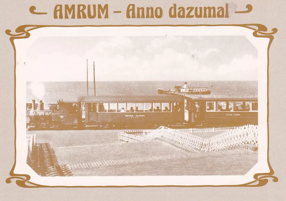 Postkort: Vitdyn, Amrum Inselbahn  nær Hafen (1939)