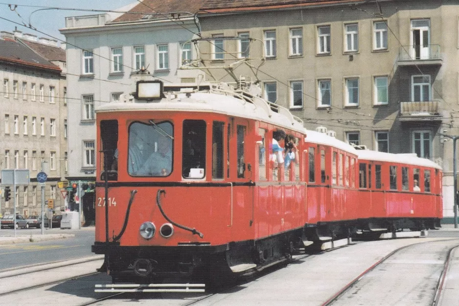 Postkort: Wien Oldtimer Tramway med motorvogn 2714 på Philadelphiabrücke (1994)