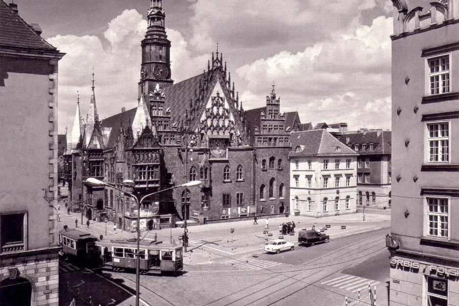 Postkort: Wrocław på Rynek/Ratusz (1970)