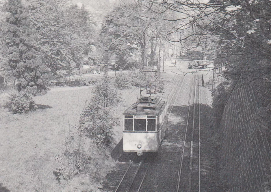 Postkort: Wuppertal kabelbane Barmer Bergbahn med motorvogn Barmer Bergbahn 5  (1959)