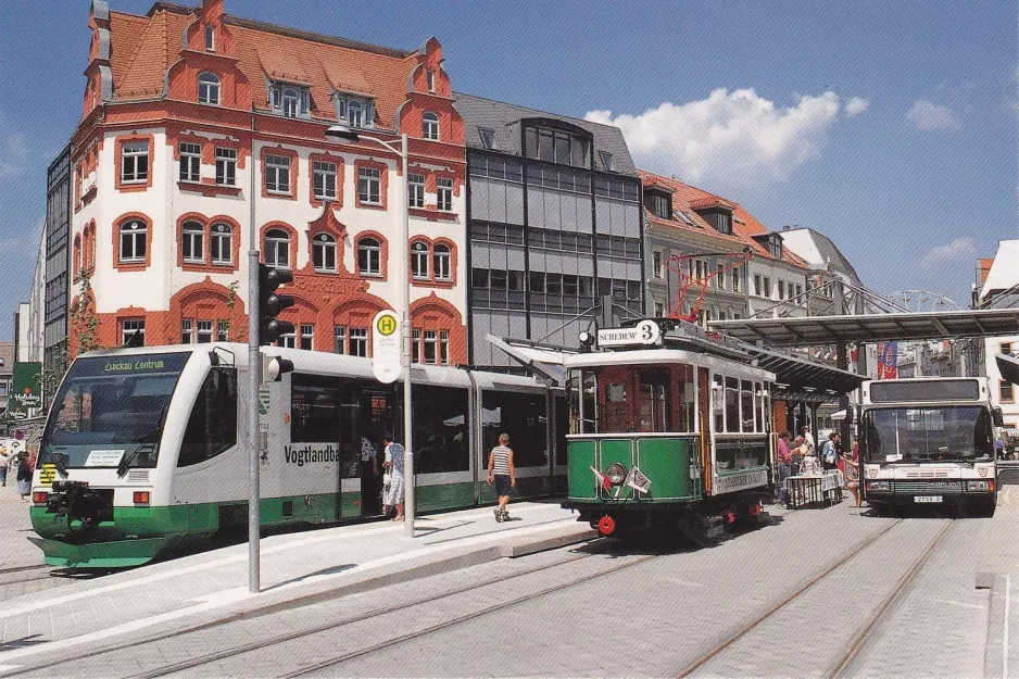 Postkort: Zwickau museumsvogn 7 ved Zentrum (1999)