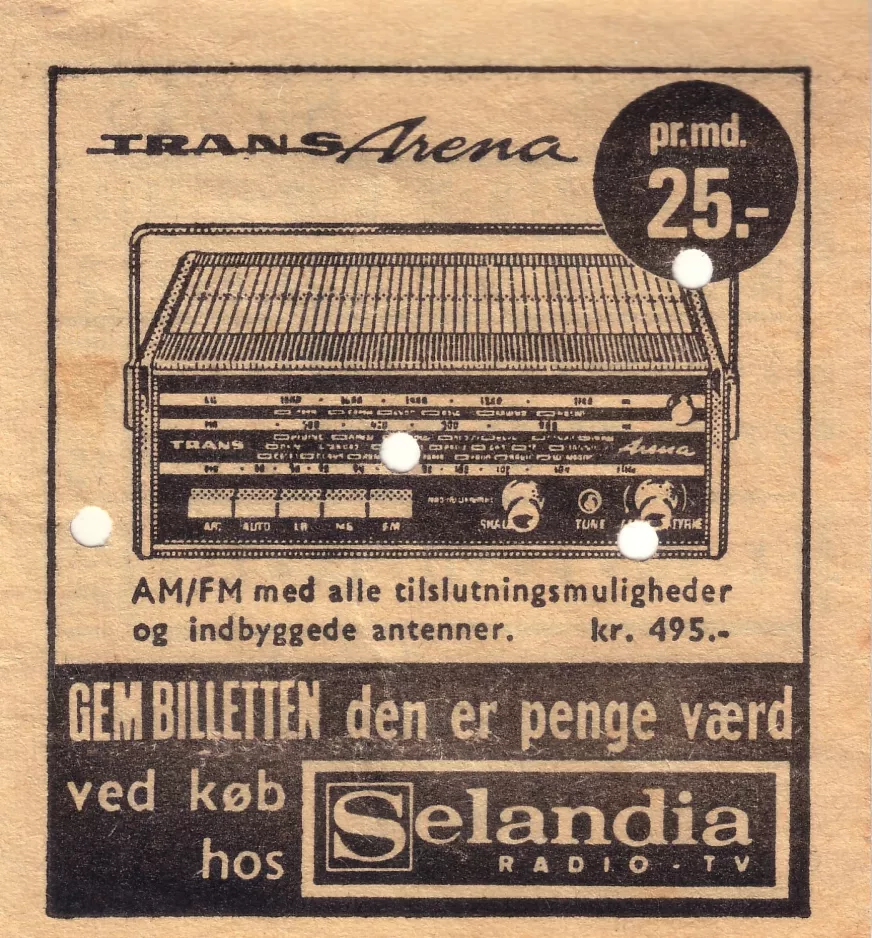 Rabatbillet: Billetten er penge værd ved køb hos Selandia Radio-TV
 (1960-1970)