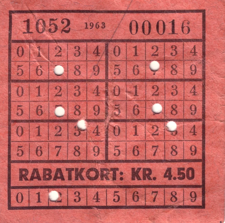 Rabatbillet til Københavns Sporveje (KS), forsiden (1963)