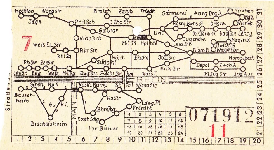 Rabatbillet til Mainzer Mobilität, bagsiden (1955)