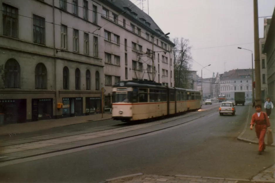 Rostock sporvognslinje 12  på Friedrich-Engels-Platz (1987)