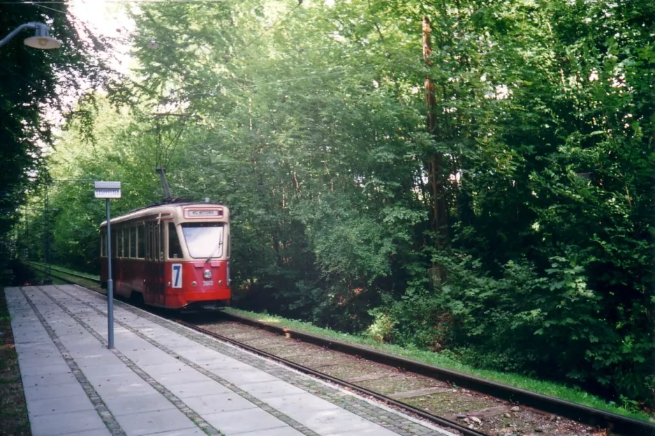 Skjoldenæsholm 1435 mm med motorvogn 3060 ved Gammel Sparegodtvej (2001)