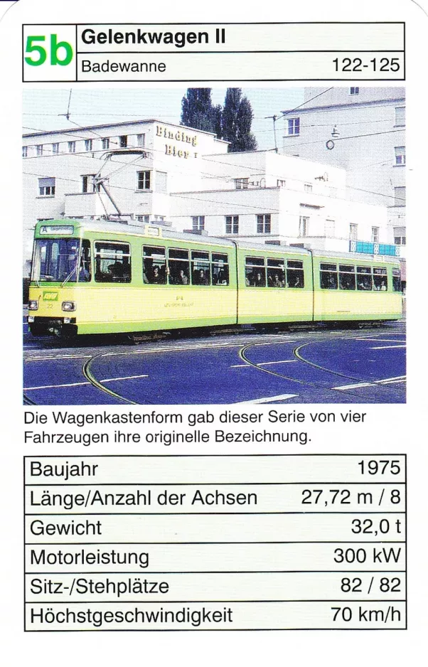 Spillekort: Karlsruhe regionallinje S1 med ledvogn 122 nær Mathystraße (2002)