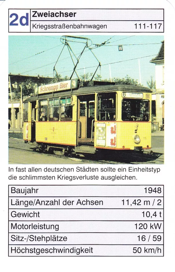 Spillekort: Karlsruhe sporvognslinje 6 med motorvogn 115 (2002)