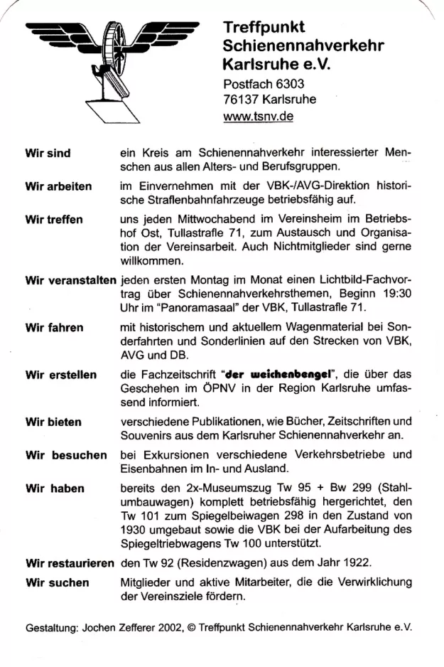 Spillekort: Treffpunkt Schienennahverkehr Karlsruhe e.V.
(2002)