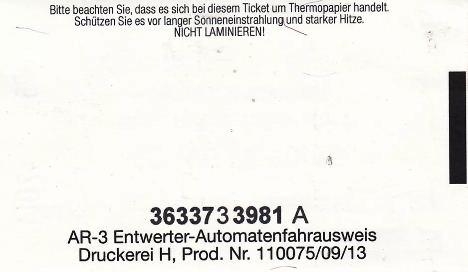 Voksenbillet: Bitte beachten Sie, dass es sich bei diesem Ticket um Thermopapier handelt.
(2014)