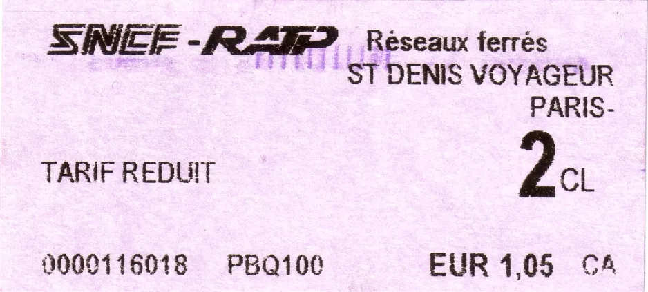Voksenbillet: St Denis Voyageur Paris
(2007)