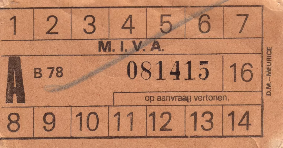 Voksenbillet til De Lijn in Antwerpen (1981)