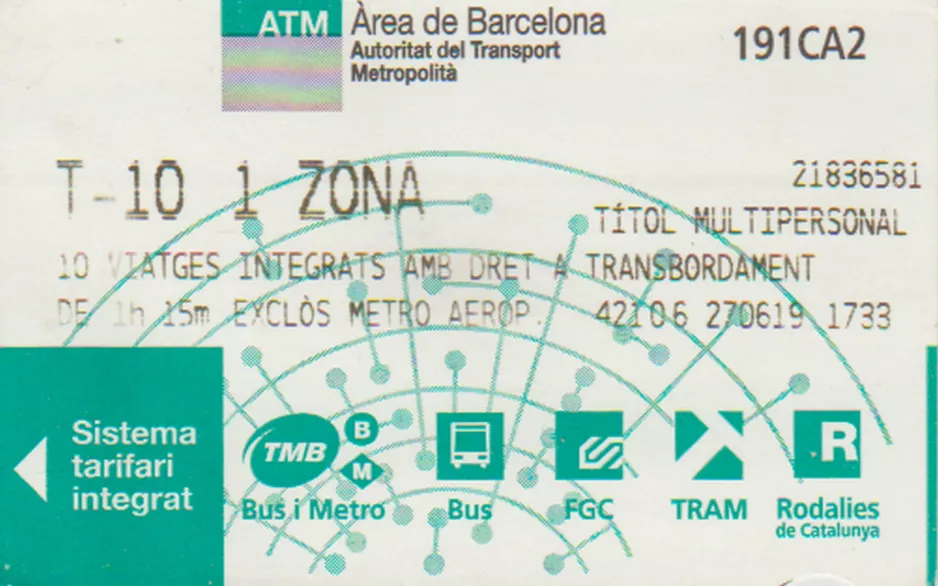 Voksenbillet til El Tram, forsiden (2019)