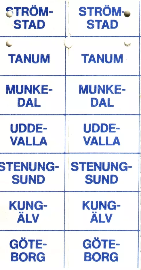 Voksenbillet til Göteborgs Spårvägar (GS), bagsiden (1986)