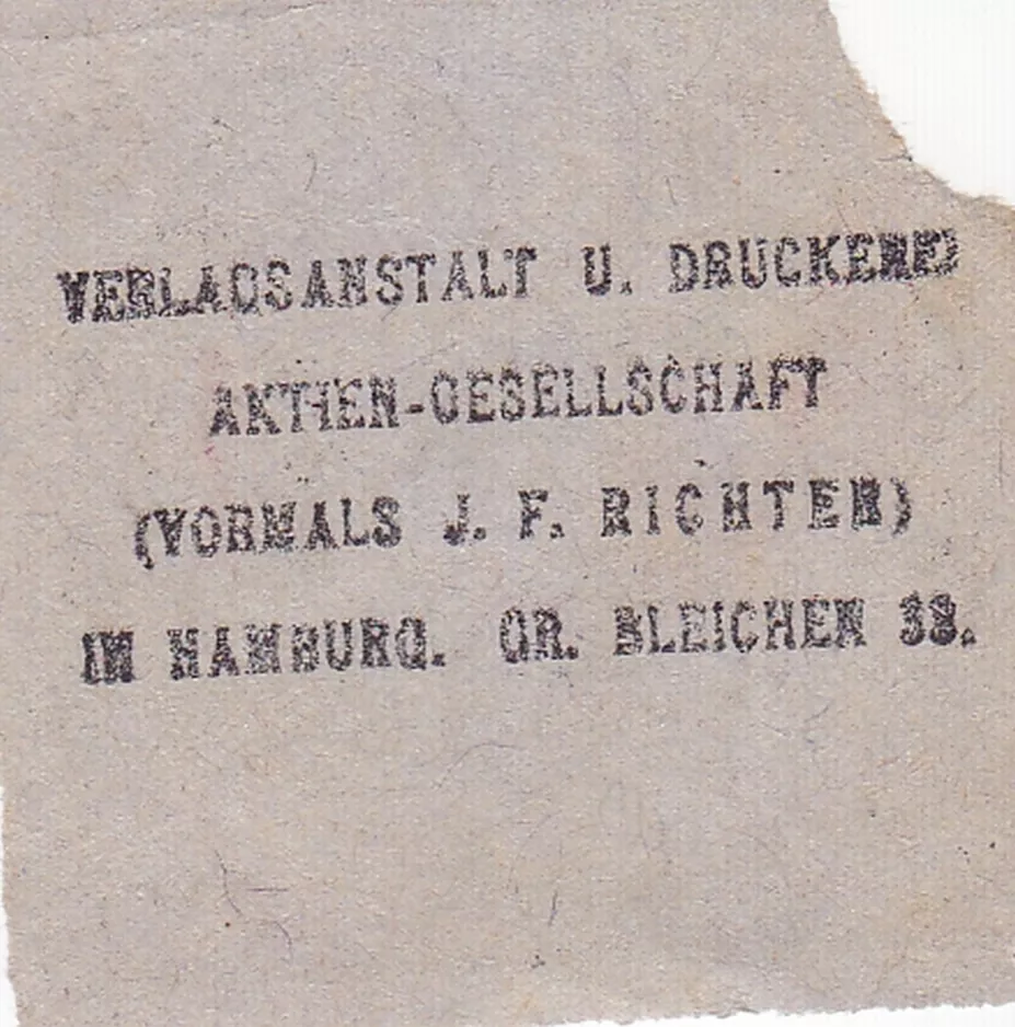 Voksenbillet til Hamburger Hochbahn (HHA), bagsiden (1921)