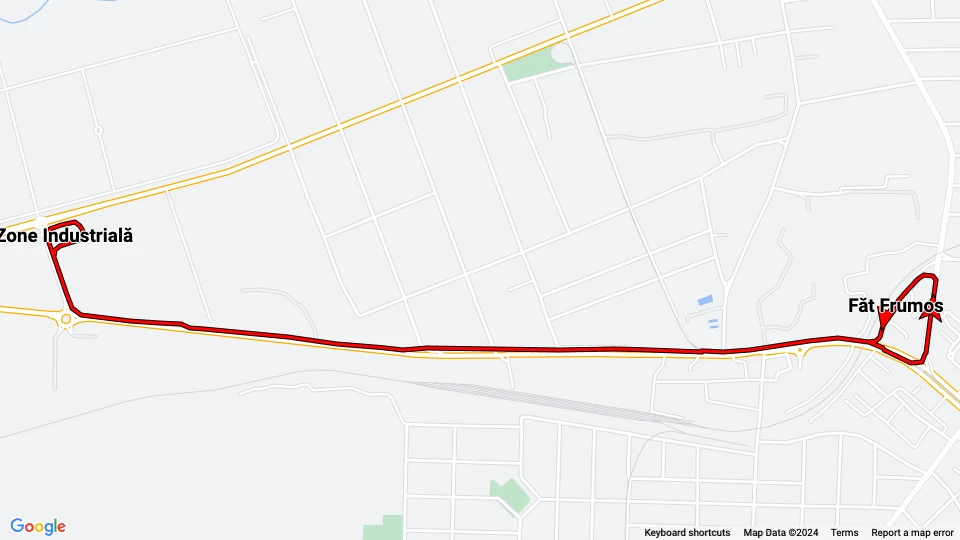 Arad ekstralinje 1b: Făt Frumos - Zone Industrială linjekort