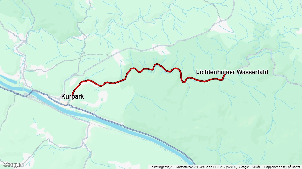 Bad Schandau Traditionsverkehr: Kurpark - Lichtenhainer Wasserfald linjekort