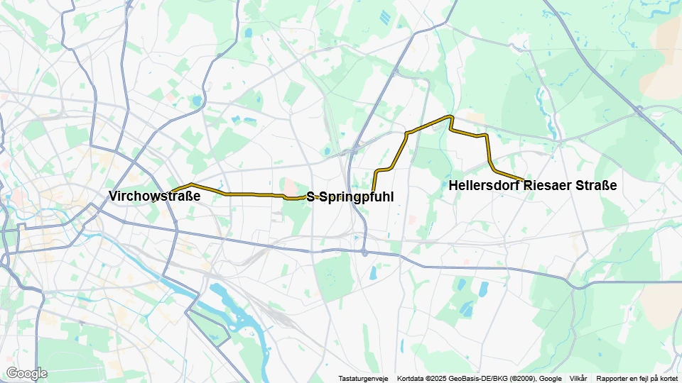 Berlin ekstralinje 18: Hellersdorf Riesaer Straße - Virchowstraße linjekort