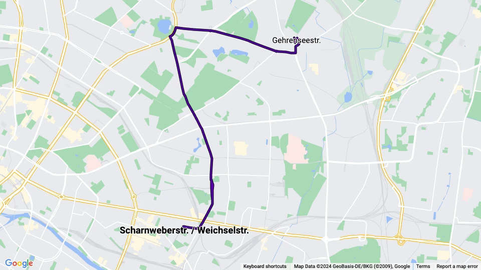 Berlin ekstralinje 29: Scharnweberstr. / Weichselstr. - Gehrenseestr. linjekort