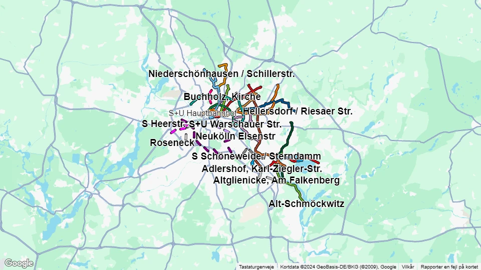 Berliner Verkehrsbetriebe (BVG) linjekort