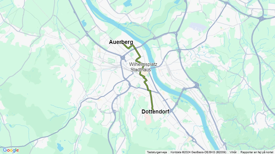 Bonn sporvognslinje 61: Dottendorf - Auerberg linjekort