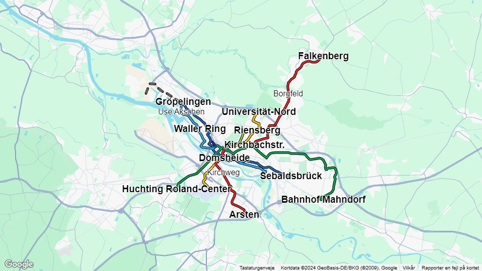 Bremer Straßenbahn (BSAG) linjekort