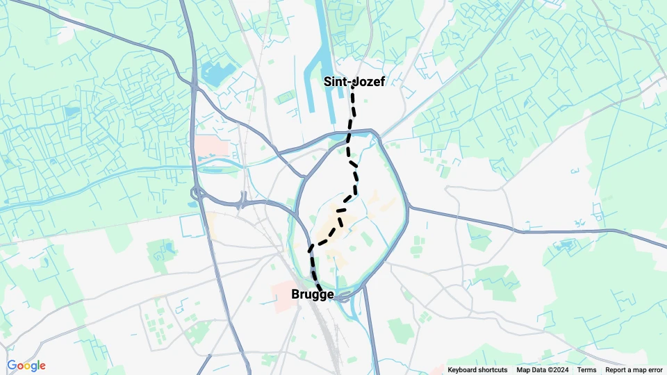 Brugge sporvognslinje 4: Brugge - Sint-Jozef linjekort