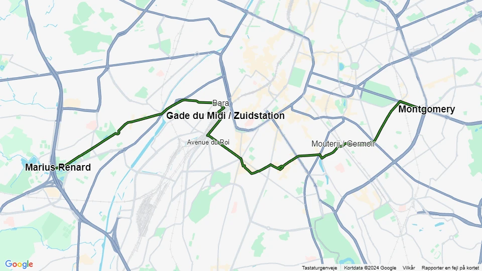 Bruxelles sporvognslinje 81: Marius Renard - Montgomery linjekort