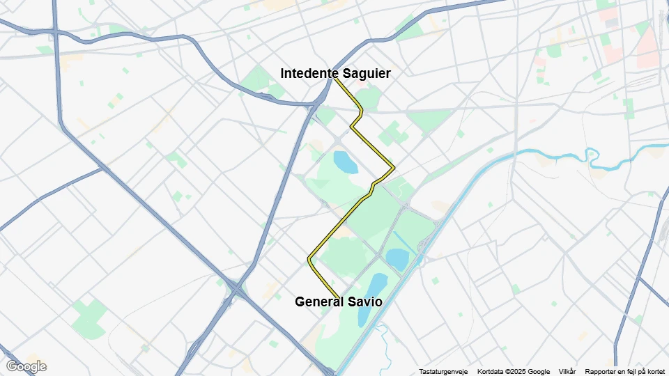 Buenos Aires Premetro E2: Intedente Saguier - General Savio linjekort