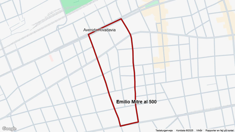 Buenos Aires Tranvía Histórico: Emilio Mitre al 500 - Avenida Rivadavia linjekort