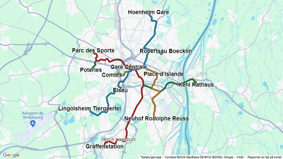 Compagnie des Transports Strasbourgeois (CTS) linjekort