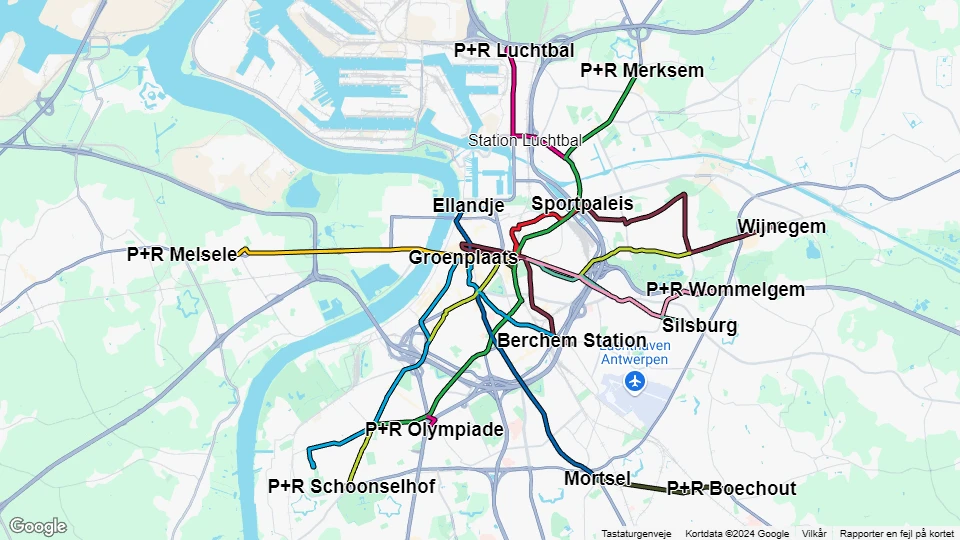 De Lijn in Antwerpen linjekort