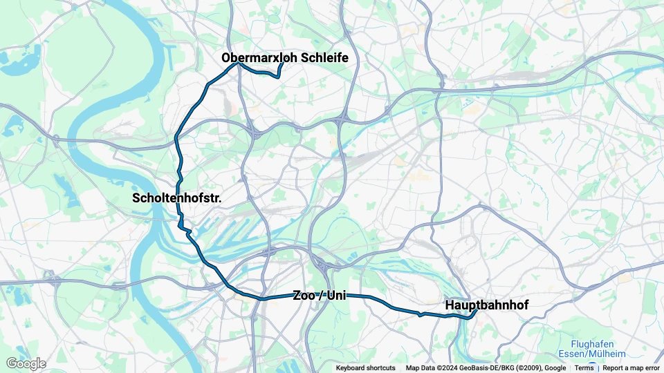 Duisburg regionallinje 901: Obermarxloh Schleife - Hauptbahnhof linjekort