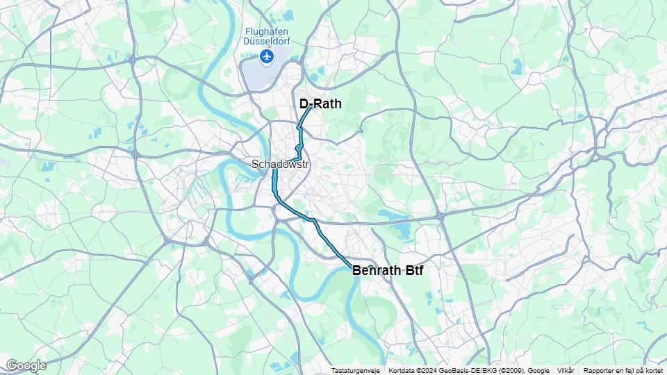 Düsseldorf regionallinje U71: D-Rath - Benrath Btf linjekort