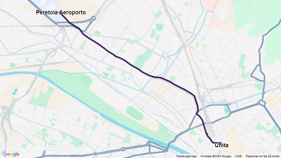 Firenze sporvognslinje T2: Peretola Aeroporto - Unità linjekort