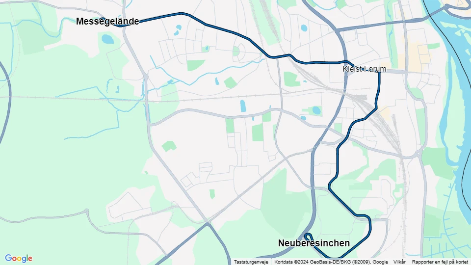 Frankfurt (Oder) ekstralinje 5: Neuberesinchen - Messegelände linjekort