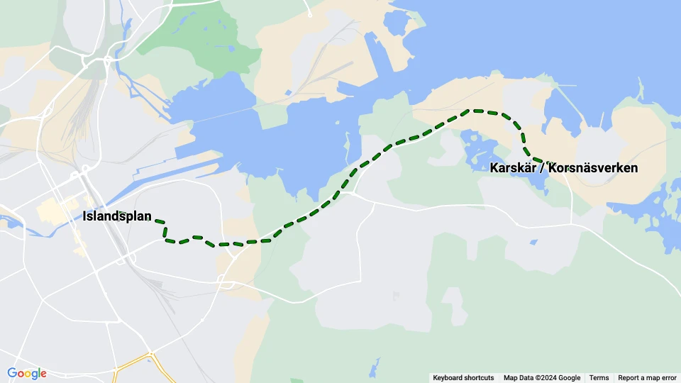 Gävle Bomhuslinje: Islandsplan - Karskär / Korsnäsverken linjekort