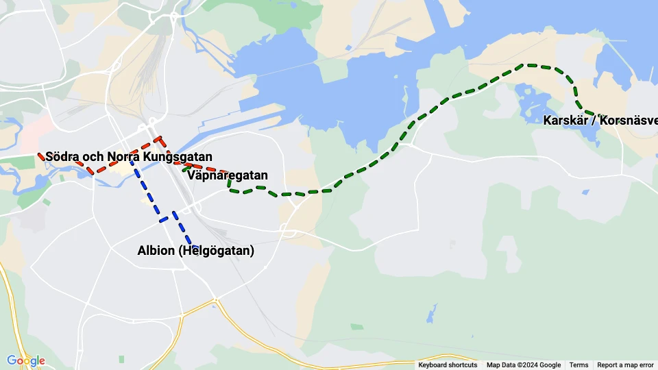 Gävle Stads Spårvägar (GSS) linjekort