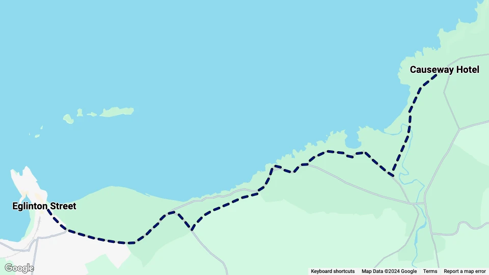 Giant's Causeway Portrush & Bush Valley Tramway linjekort