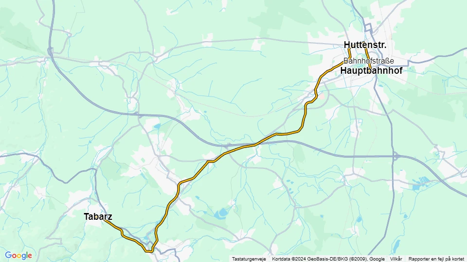 Gotha regionallinje 4 Thüringerwaldbahn: Hauptbahnhof - Tabarz linjekort