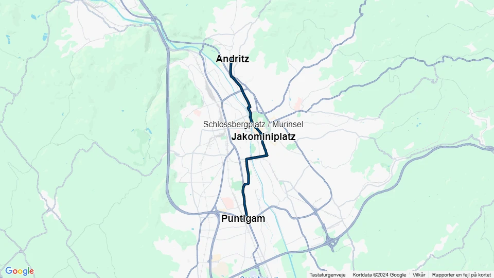 Graz sporvognslinje 5: Andritz - Puntigam linjekort