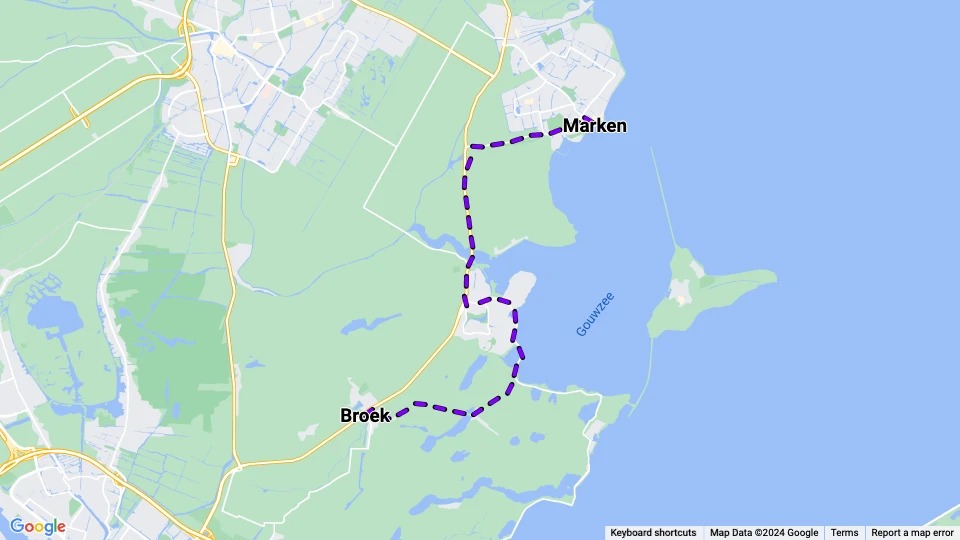 Haarlem regionallinje L: Broek - Marken linjekort